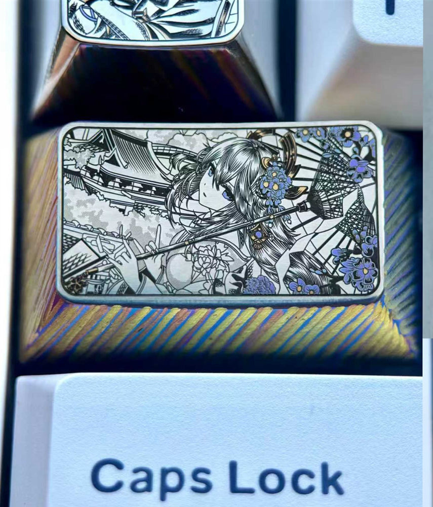 Genshin Impact series, Yae Miko, 1.5U titanium alloy personalized keycaps, anime, gaming, cultural and creative metal carved keycaps