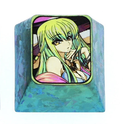 CODE GEASS Lelouch of the Rebellion, C.c 1U titanium alloy personalized keycaps, metal carved keycaps around anime and game characters