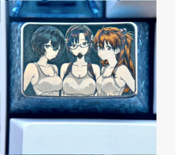 EVA，Asuka，Ayanami Rei，Mari Makinami Illustrious，1.5U Titanium alloy personalized keycaps, classic cartoon character keyboard decoration keycaps for anime and games, artistic keycaps.