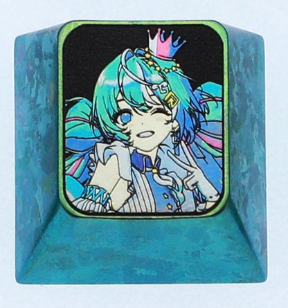 Hatsune Miku, 1U titanium alloy personalized keycap, animation game music culture creative decoration keycap, metal art keycap