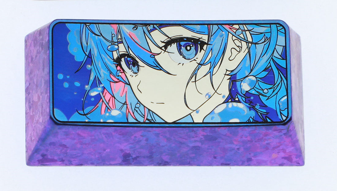 Virtual singer Tianyi, 2U titanium alloy personalized keycaps, metal carving art keycaps for anime, gaming, music, and peripherals