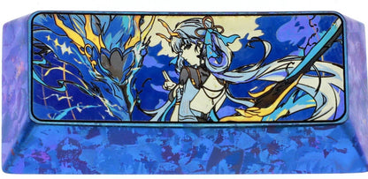 Wuthering Waves, Jinhsi. 2.25U titanium alloy personalized keycaps, metal keycaps carved around anime and games, artistic and creative keycaps
