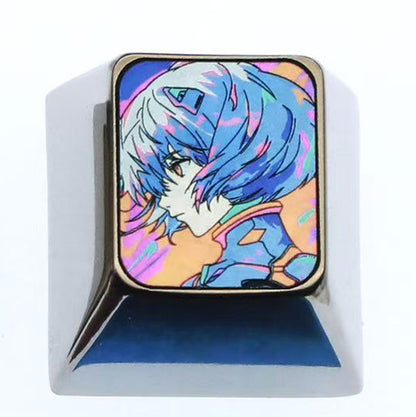 EVA series, Asuka, Ayanami Rei, 1U titanium alloy personalized keycaps, anime culture creative mechanical keyboard art decorative keycaps