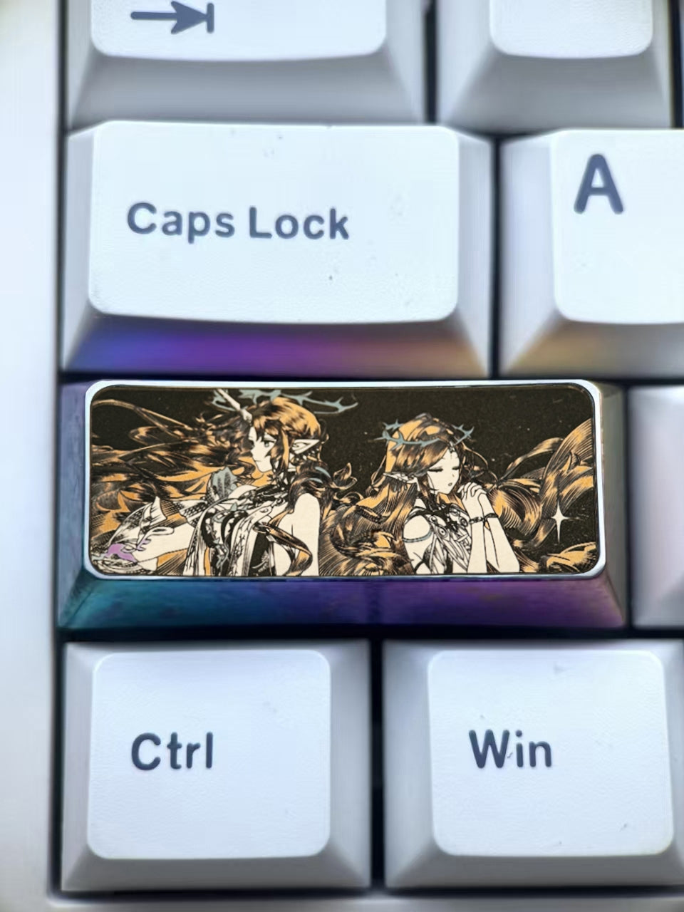 Wuthering Waves, Cartethyia 2.25U precision carved titanium alloy personalized keycaps, anime and game character creative metal carved decorative keycaps