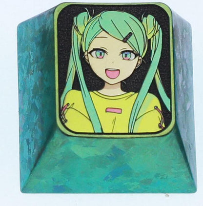 Hatsune Miku theme, 10 styles, highly selectable, 1 U titanium alloy personalized keycap, animation game music culture creative decoration keycap, metal art keycap