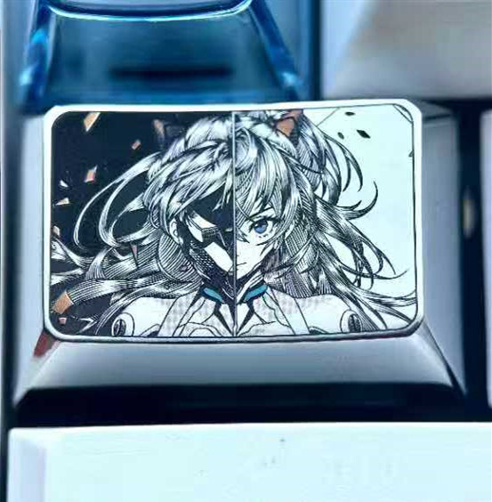 EVA, Asuka 1.5U titanium alloy personalized keycap, anime and game art decoration carving creative keycap.