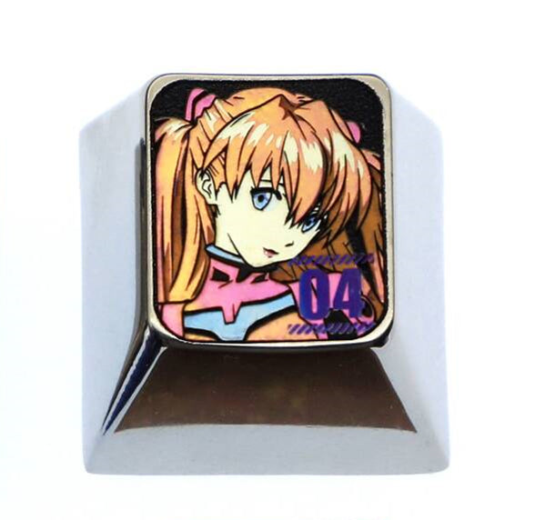 EVA， Asuka，Ayanami Rei， Digital series 1U titanium alloy personalized keycaps, anime and gaming peripheral cultural products metal carved keycaps