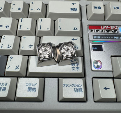 Yu-Gi-Oh! ， Blue Eyes White Dragon, 1U titanium alloy personalized keycaps, carved metal keycaps for anime and gaming peripherals