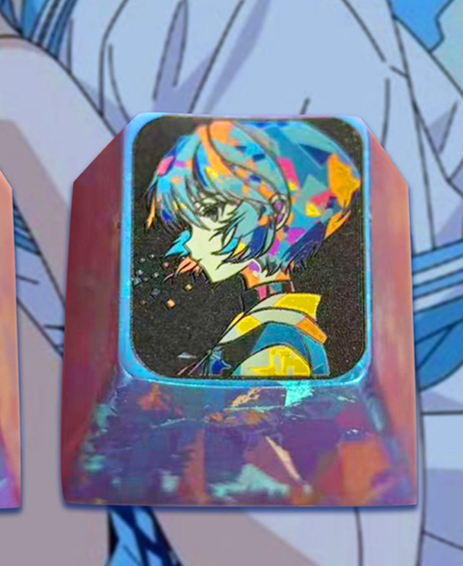 EVA Ayanami Rei theme, 1U titanium alloy personalized keycaps, anime and game culture creative art keycaps, mechanical keyboard decorative keycaps