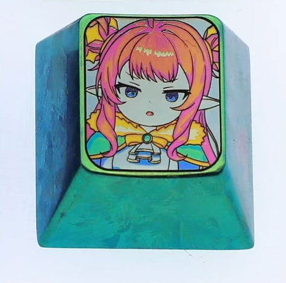 Chibi Maruko chan/Krithia, 1U titanium alloy personalized keycaps, cute decorative keycaps for anime themed mechanical keyboards