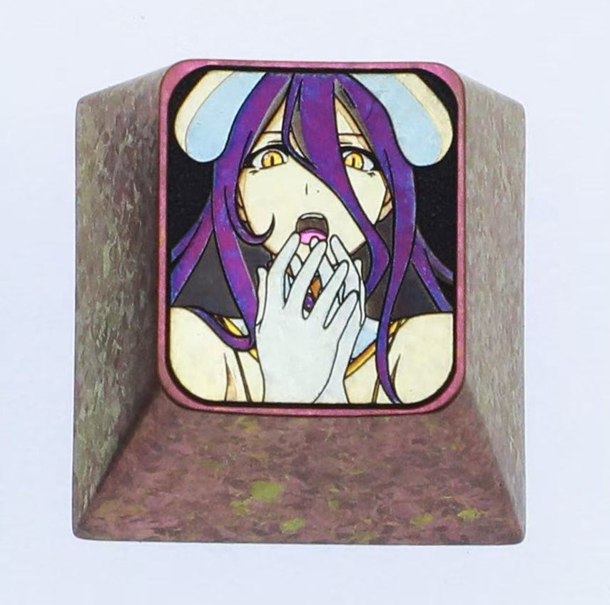 Overlord, albedo theme, 1U titanium alloy personalized keycaps, anime game keycaps, cultural and creative peripheral mechanical keyboard decorative keycaps