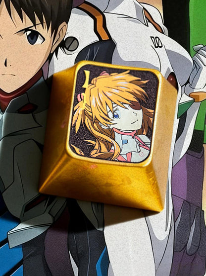EVA，Asuka，Ayanami Rei， Symbol {}, 1U titanium alloy personalized keycap, anime and game culture creative decorative keycap