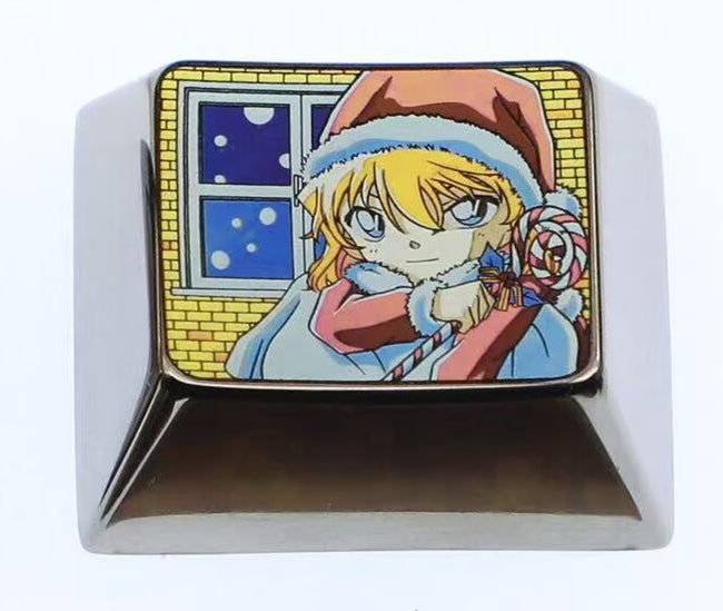 Detective Conan, Anita Hailey, 1U/1.25U titanium alloy personalized keycaps, customized metal carved decorative keycaps for anime and game creativity.