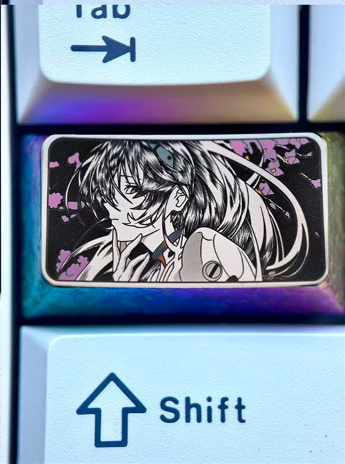 EVA Ayanami Rei, 1.75U titanium alloy personalized keycap, anime and game creative metal carving decorative keycap