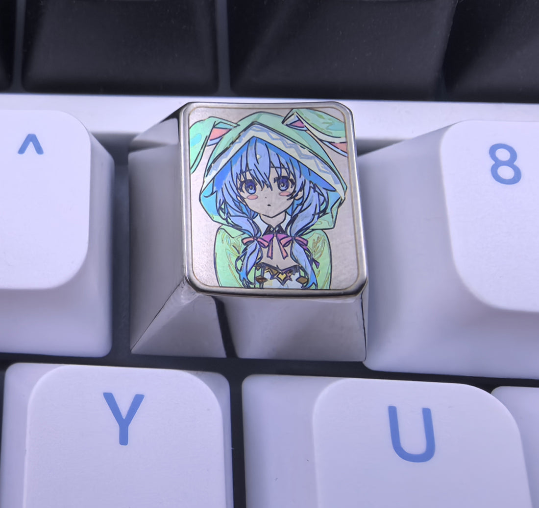 DATE A LIVE, 1U titanium alloy personalized keycaps, anime and game character titanium alloy decorative keycaps