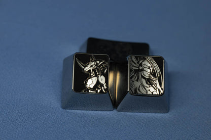 Digimon Adventure, Angemon, Greymon, 1U titanium alloy personalized keycaps, metal decorative keycaps for anime and gaming peripherals