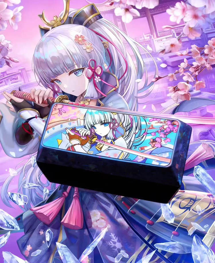 Genshin Impact, Kamisato Ayaka, 2.25U titanium alloy personalized keycaps, anime and game creative metal decorative keycaps