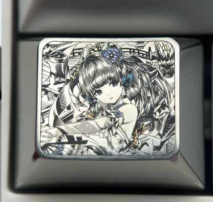 Genshin Impact, Kamisato Ayaka, 1.25U titanium alloy finely carved personalized keycaps, anime and game culture creative metal keycaps