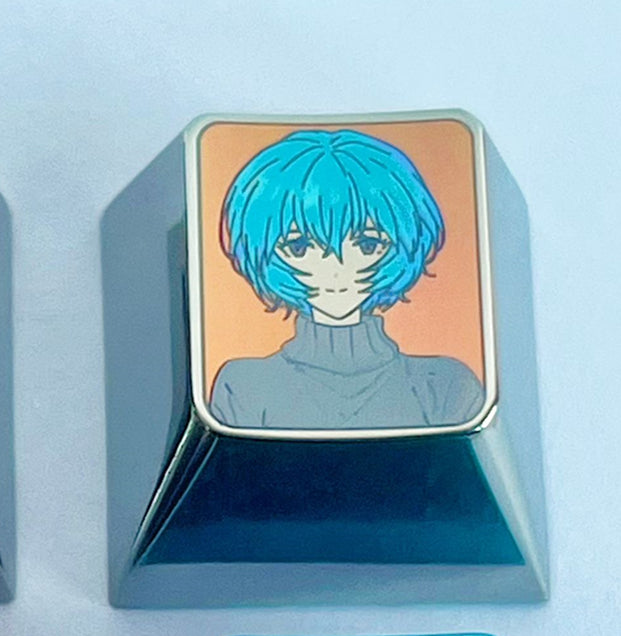 EVA，doujin，Asuka，Ayanami Rei， Titanium alloy personalized keycaps, metal carved anime character decorative keycaps