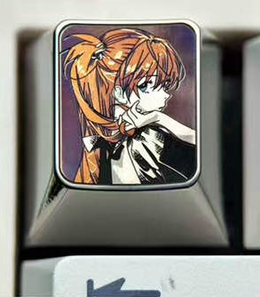 EVA, Elegant Asuka, 1U titanium alloy personalized keycap, anime, gaming, cultural and creative peripheral decorative keycap