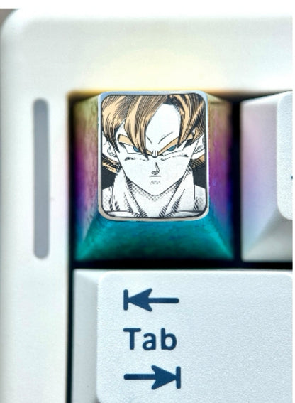 Dragon Ball, Son Goku, finely carved 1U titanium alloy, creative keycaps for anime and gaming culture.