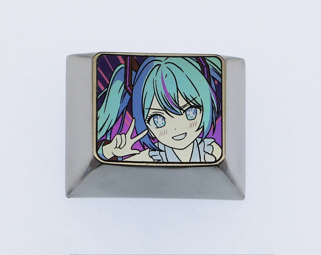 Hoshino Ai, 1.25U color titanium alloy carving, personalized keycaps, mechanical keyboard decorative keycaps.