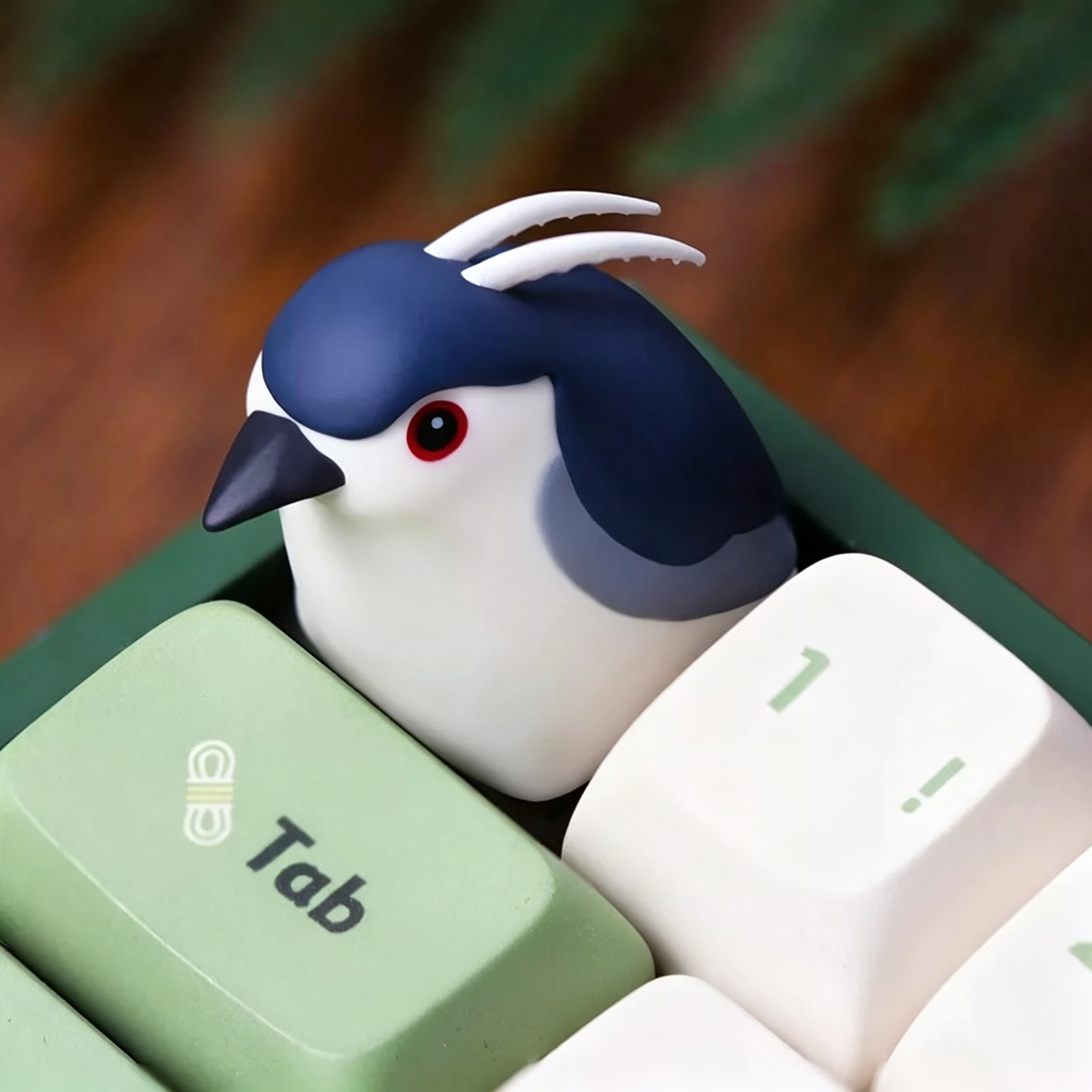 Nycticorax styling design, animal shaped multi-color resin personalized keycaps, simulated animal mechanical keyboard decorative keycaps