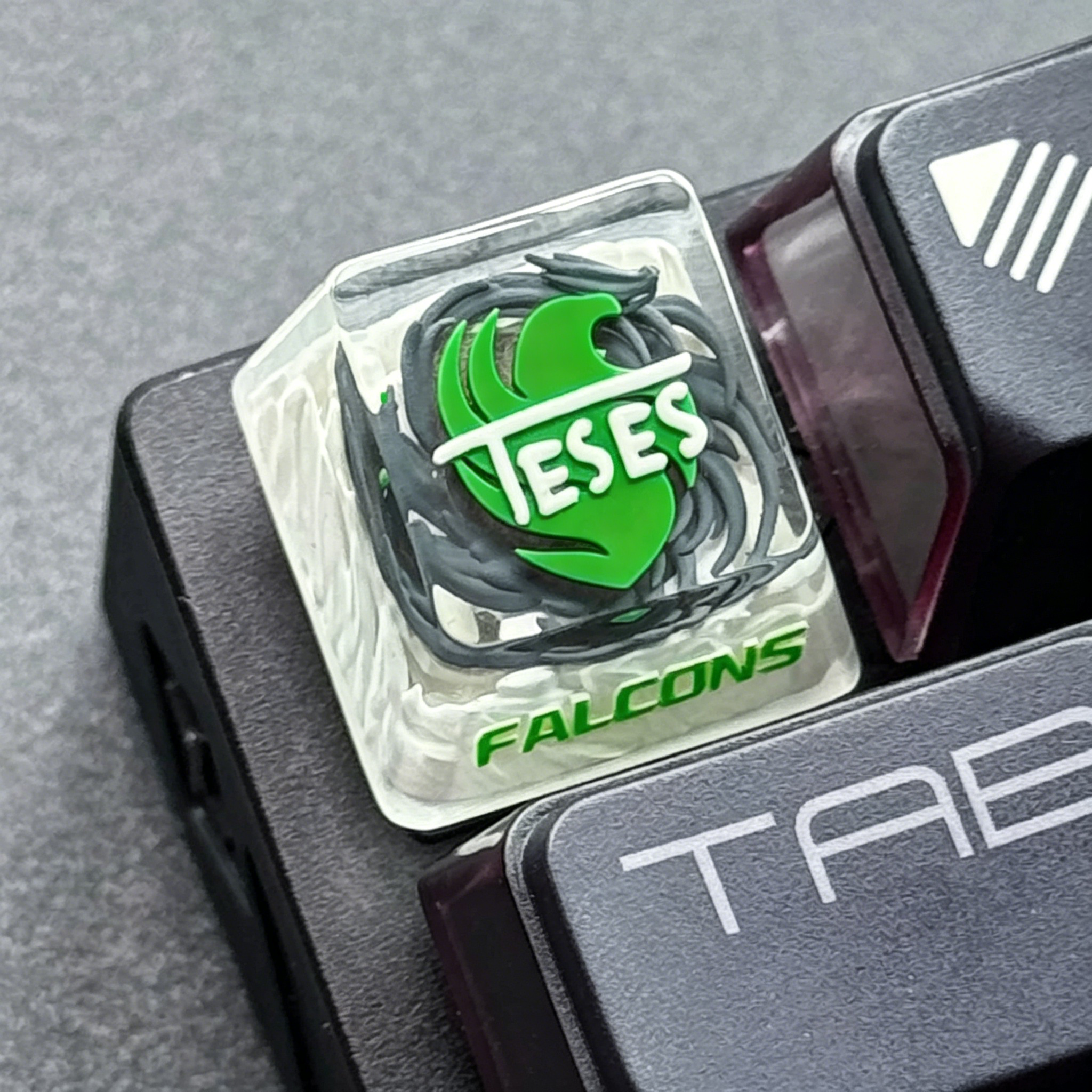 CS2 Theme Team Falcons, Team Signature Series, Crystal Resin Personalized Keycaps, Mechanical Keyboard FPS Game Decorative Keycaps