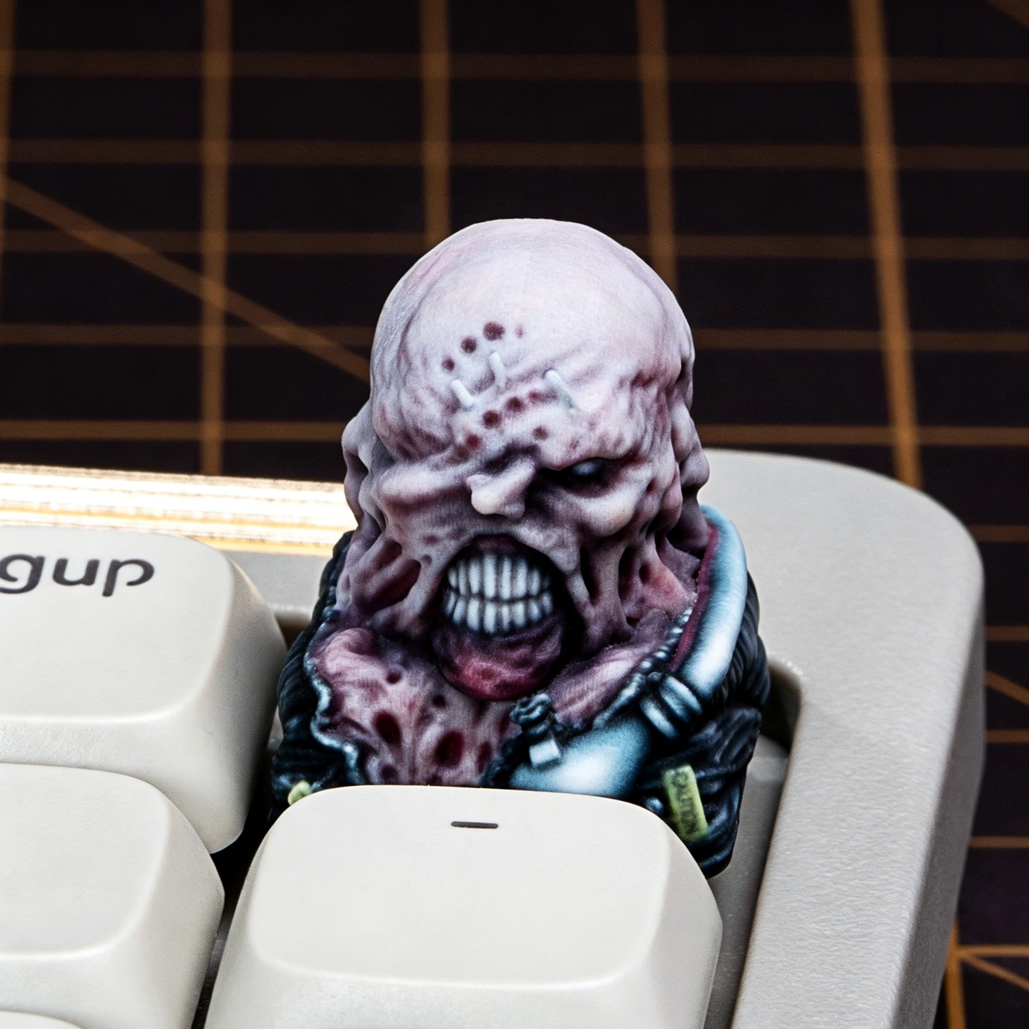 Resident Evil series, doujin character half body design multi-color resin personalized keycaps, anime game culture peripheral products keyboard decoration keycaps