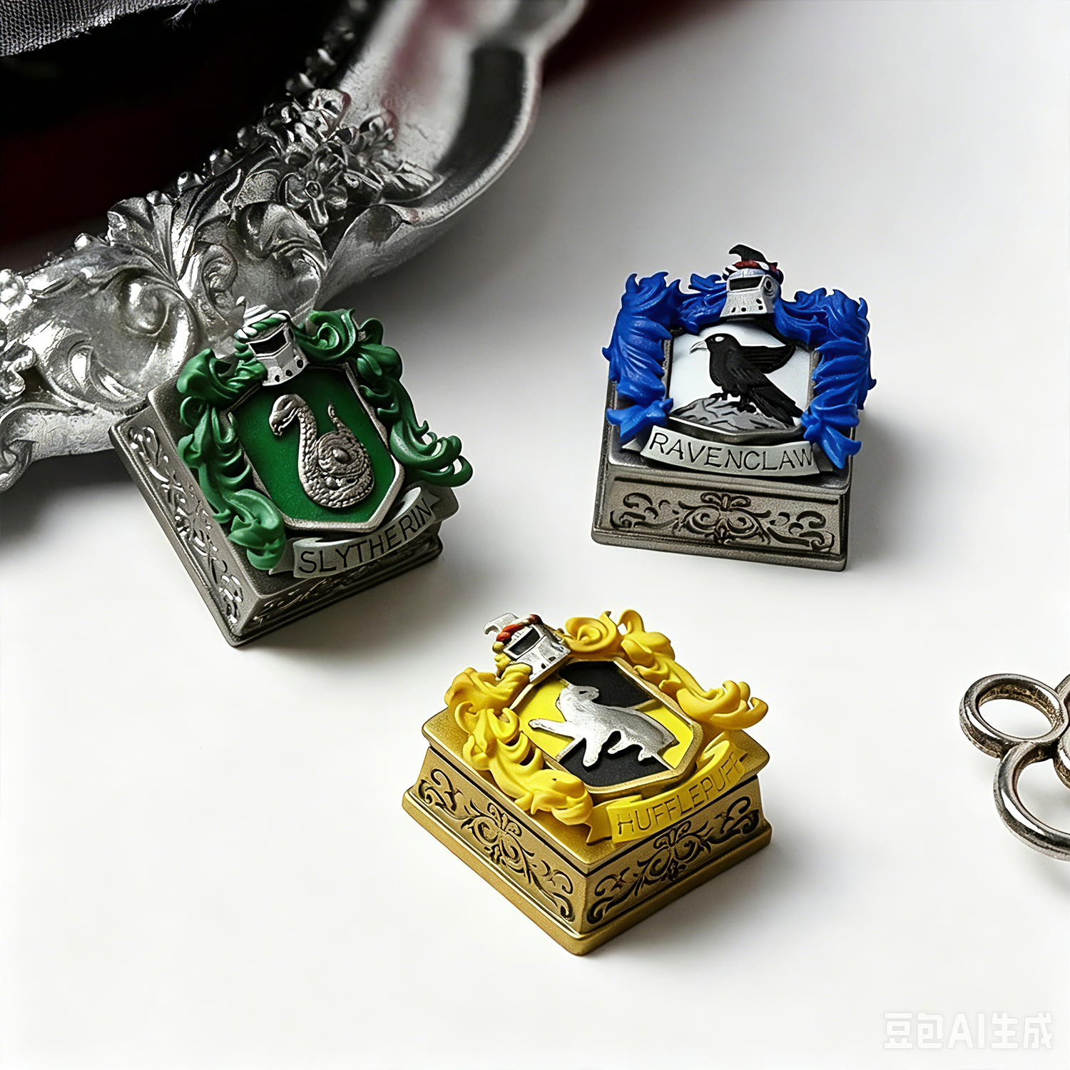Harry Potter Academy badge, multi-color resin molded personalized keycaps, magical cartoon fantasy themed design mechanical keyboard decorative keycaps