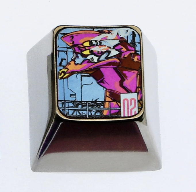 EVA, 0, first generation, 2 mecha, 1U titanium alloy metal personalized keycap, keyboard decoration anime keycap