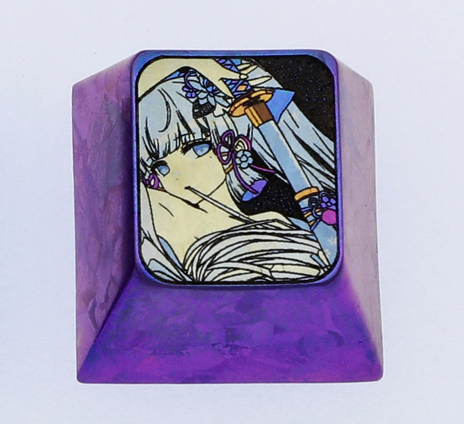 Kamisato Ayaka， Titanium alloy 1U personalized keycap, metal decorative keycap