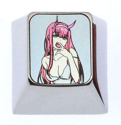 DARLING in the FRANXX ， 02 Half body titanium alloy 1U personalized keycap, metal creative keycap for anime and gaming peripherals