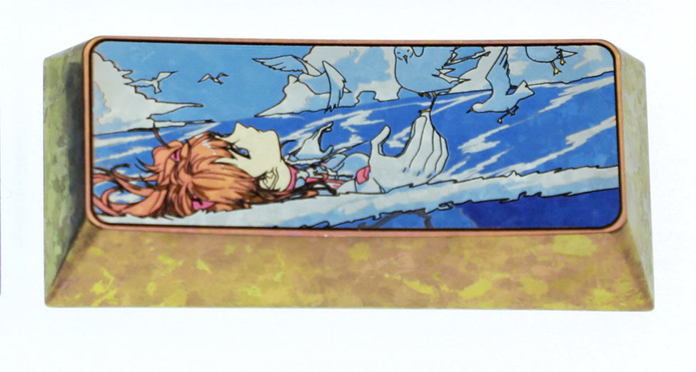 EVA theme, Asuka, Ayanami Rei, 2.25U wave style titanium alloy personalized keycaps, game anime mechanical keyboard decorative keycaps.