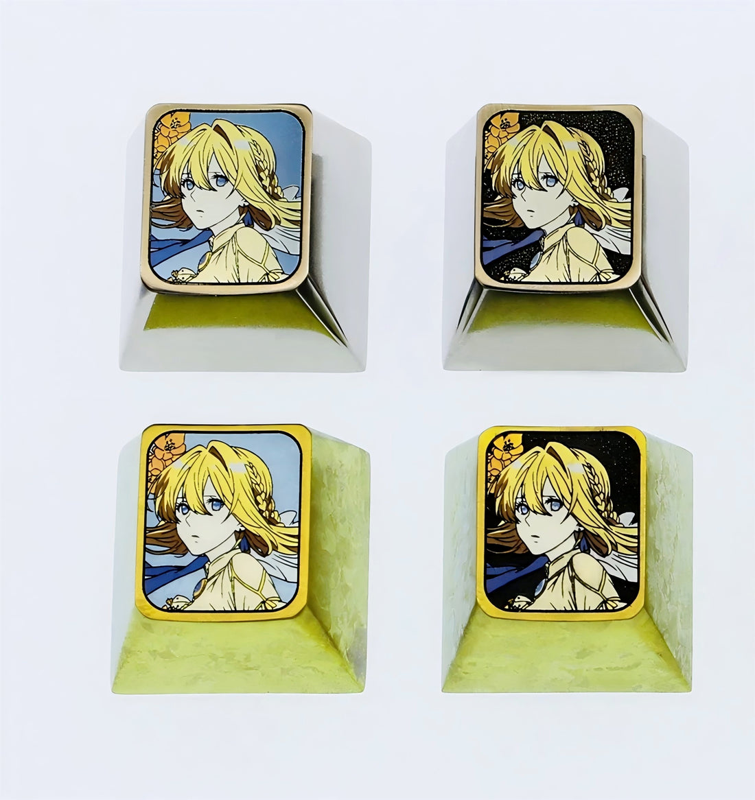 Violet Evergarden, Titanium alloy, colored titanium alloy personalized decorative mechanical keyboard keycaps.A