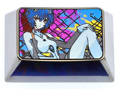 EVA, Ayanami Rei, 1.5U titanium alloy personalized keycaps, metal decorative keycaps, customized keycaps for anime and game characters&