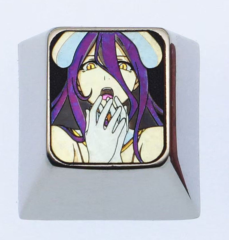 Overlord, albedo theme, 1U titanium alloy personalized keycaps, anime game keycaps, cultural and creative peripheral mechanical keyboard decorative keycaps
