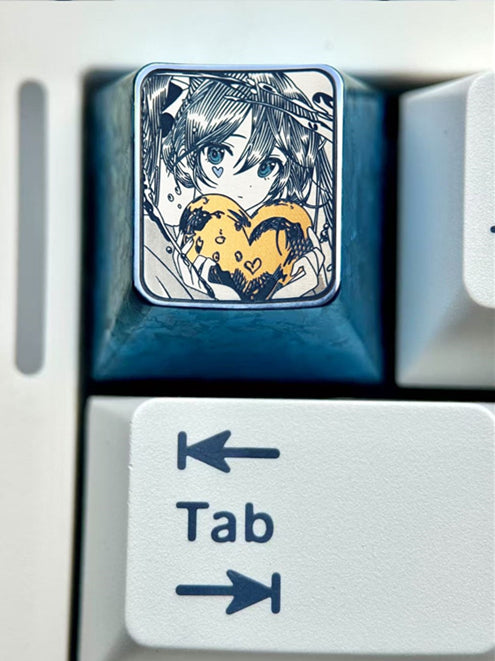 Hatsune Miku, 1U titanium alloy carved personalized keycaps, music animation characters creative metal carving decorative keycaps