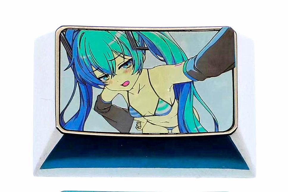 Hatsune Miku, 1.5U TAB titanium alloy personalized keycap, animation and game culture creative metal decorative keycap