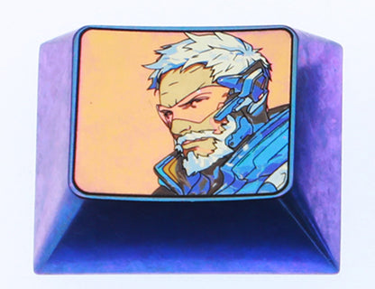 Overwatch series themed keycaps, 1.25U titanium alloy carved personalized keycaps, anime, gaming, cultural and creative peripheral mechanical keyboard decorative keycaps