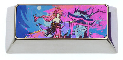 Genshin Impact, Yae Miko, 2U/2.25U titanium alloy personalized keycaps, anime and game metal carving cultural creative keycaps