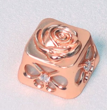 Metal hollow carved rose shaped personalized keycaps, minimalist design mechanical keyboard artistic decoration keycaps