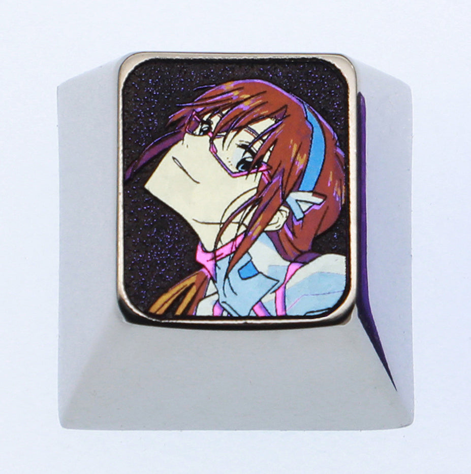 EVA series, Mari Makinami Illustrious themed 1U titanium alloy personalized keycaps, customized metal decorative keycaps for anime and games