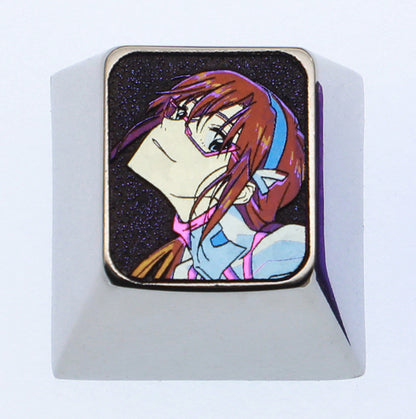 EVA series, Mari Makinami Illustrious themed 1U titanium alloy personalized keycaps, customized metal decorative keycaps for anime and games