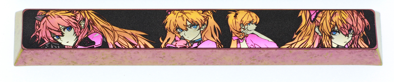 EVA, Asuka themed space, 6.25U/7U titanium alloy personalized keycaps, metal art keycaps for anime, gaming, cultural and creative peripherals.