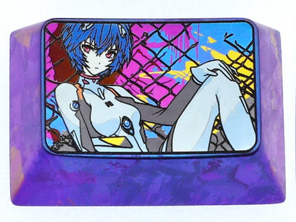 EVA, Ayanami Rei, 1.5U titanium alloy personalized keycaps, metal decorative keycaps, customized keycaps for anime and game characters&