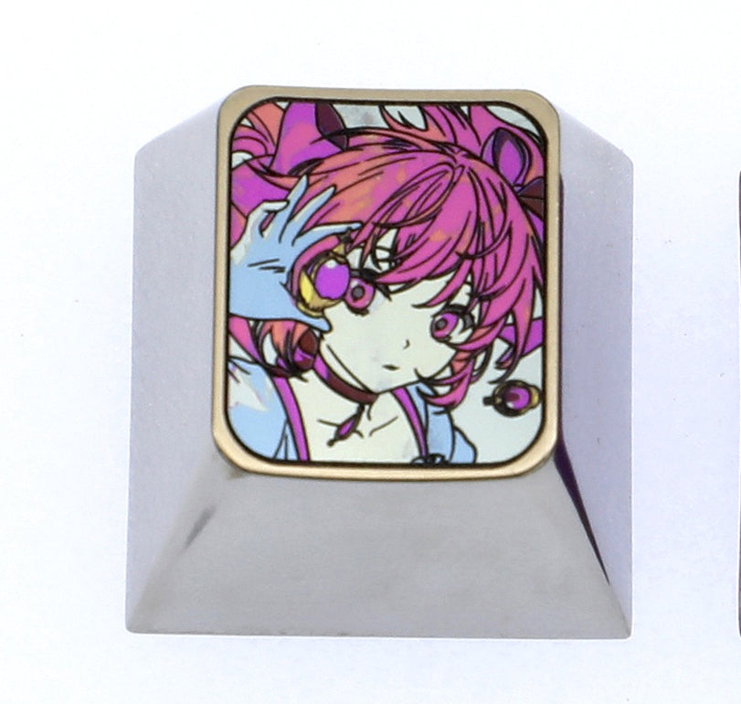 Kaname Madoka, 1U titanium alloy personalized keycap, metal decorative keycap around anime, game, novel characters