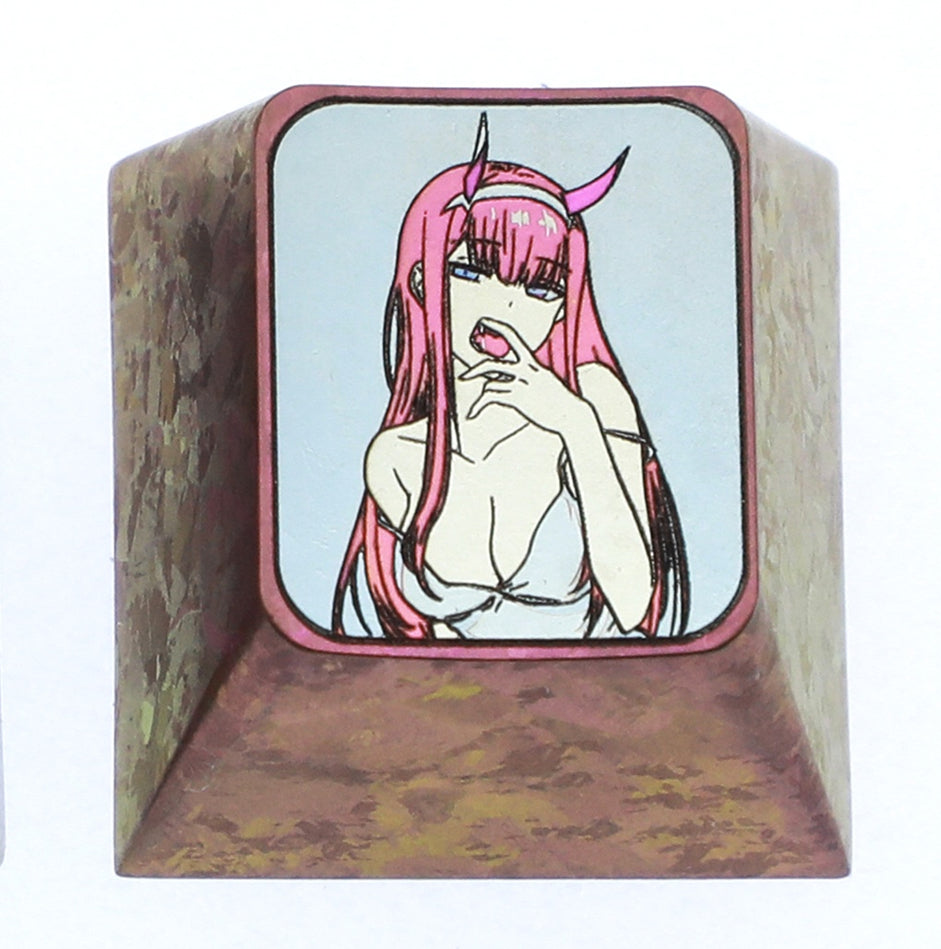 DARLING in the FRANXX ， 02 Half body titanium alloy 1U personalized keycap, metal creative keycap for anime and gaming peripherals