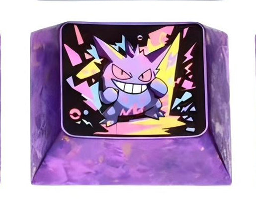 Gengar, 3 personalized 1.25U titanium alloy keycaps, metal carved art keycaps for anime and gaming peripherals
