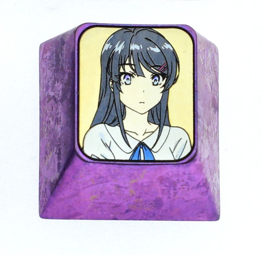 Sakurajima Mai, 1U titanium alloy personalized keycap, anime and game cultural creative metal carved keycap